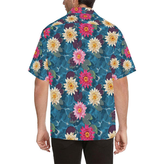 Water Lily Pattern Print Design WL05 Men Hawaiian Shirt-JorJune