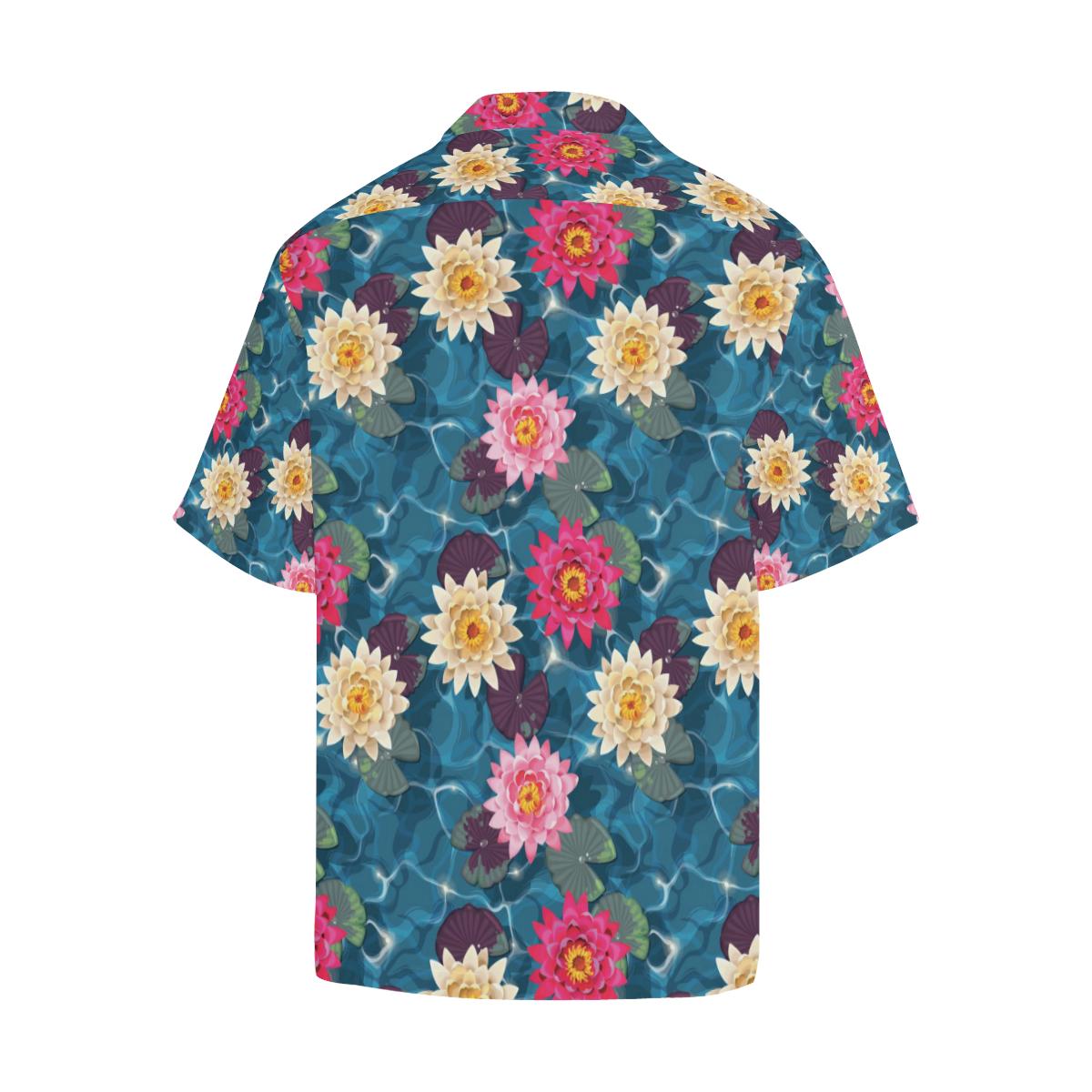 Water Lily Pattern Print Design WL05 Men Hawaiian Shirt-JorJune