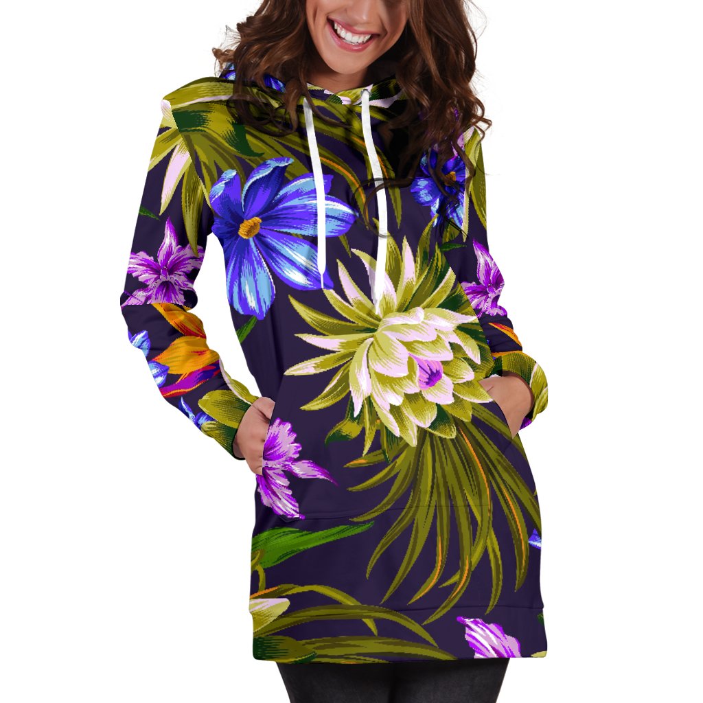 Water Lily Pattern Print Design WL08 Women Hoodie Dress