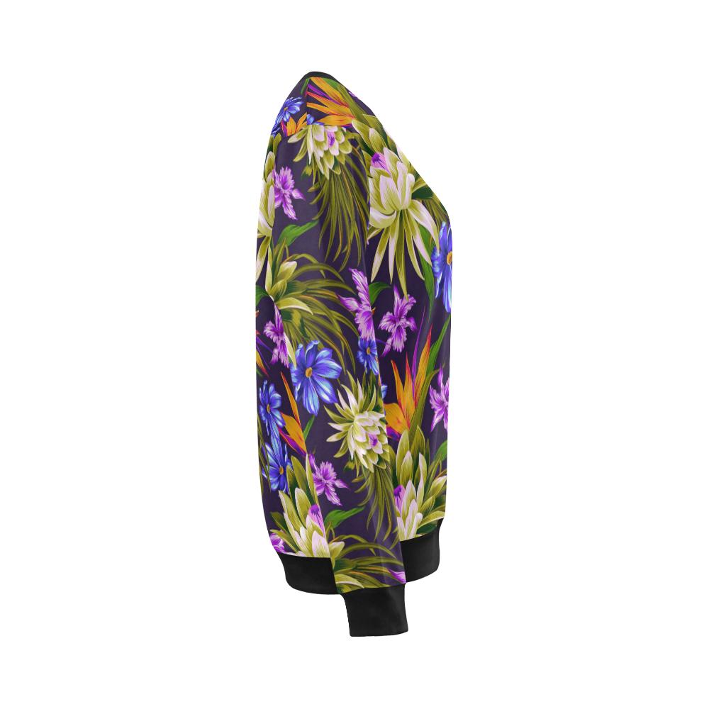 Water Lily Pattern Print Design WL08 Women Long Sleeve Sweatshirt-JorJune