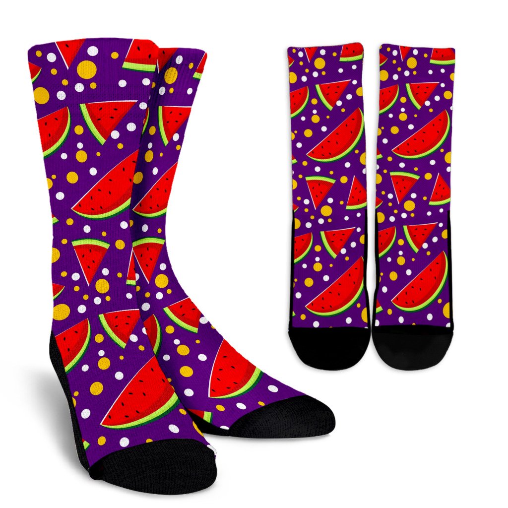 Watermelon Pattern Print Design WM010 Crew Socks-JORJUNE.COM
