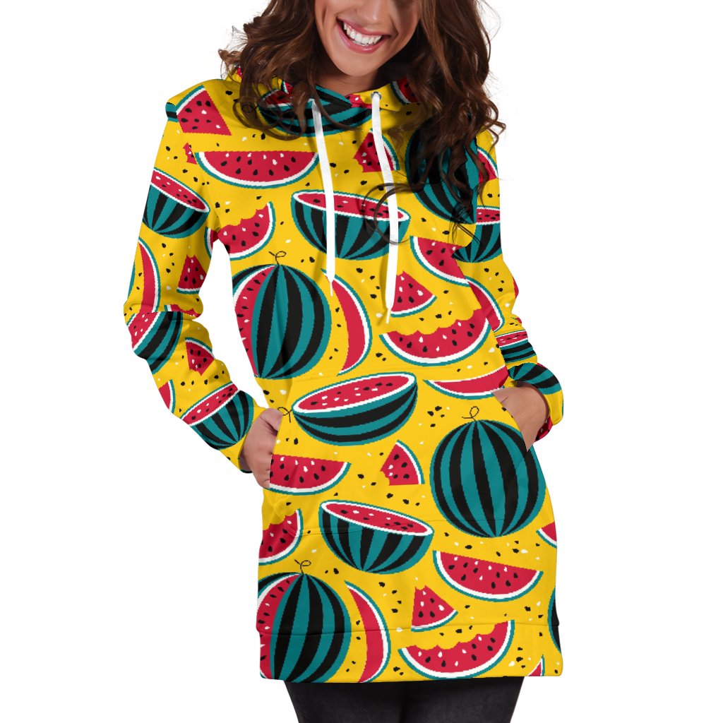 Watermelon Pattern Print Design WM02 Women Hoodie Dress