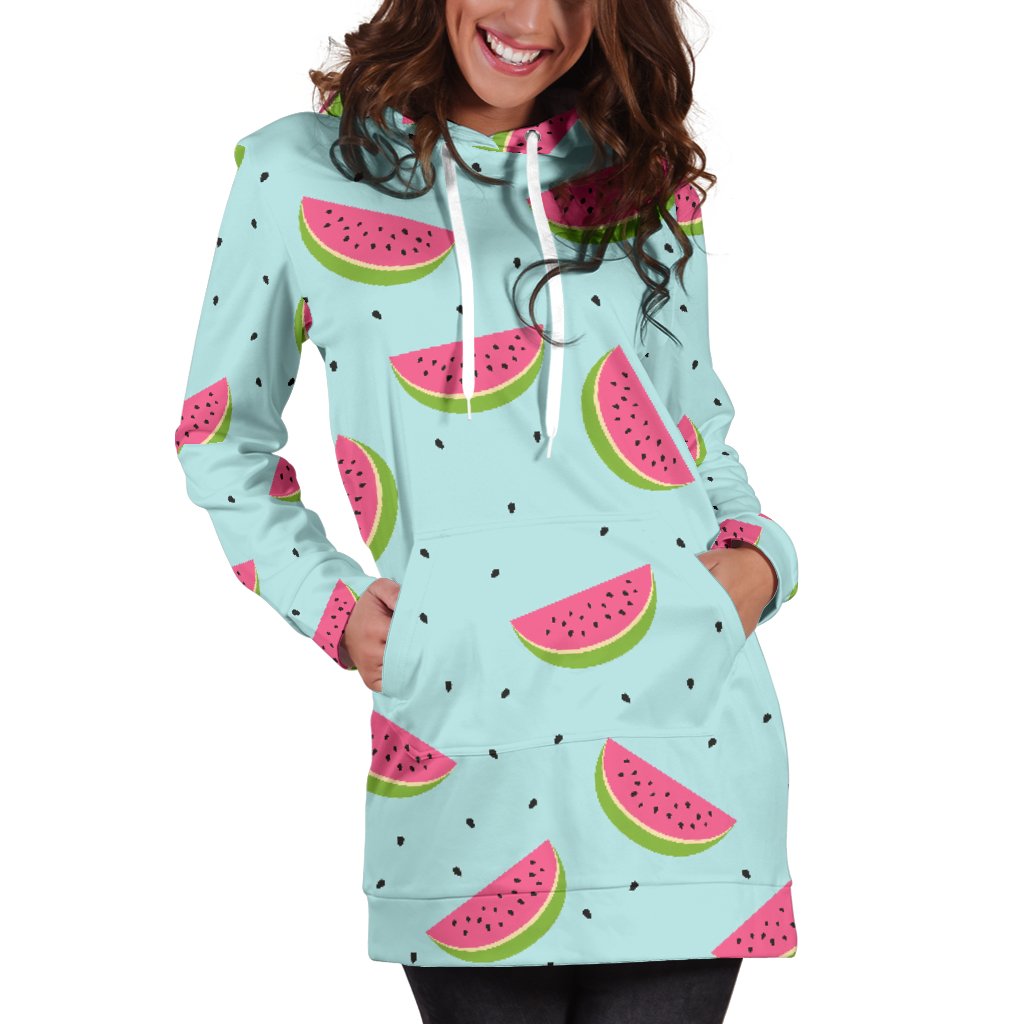 Watermelon Pattern Print Design WM06 Women Hoodie Dress