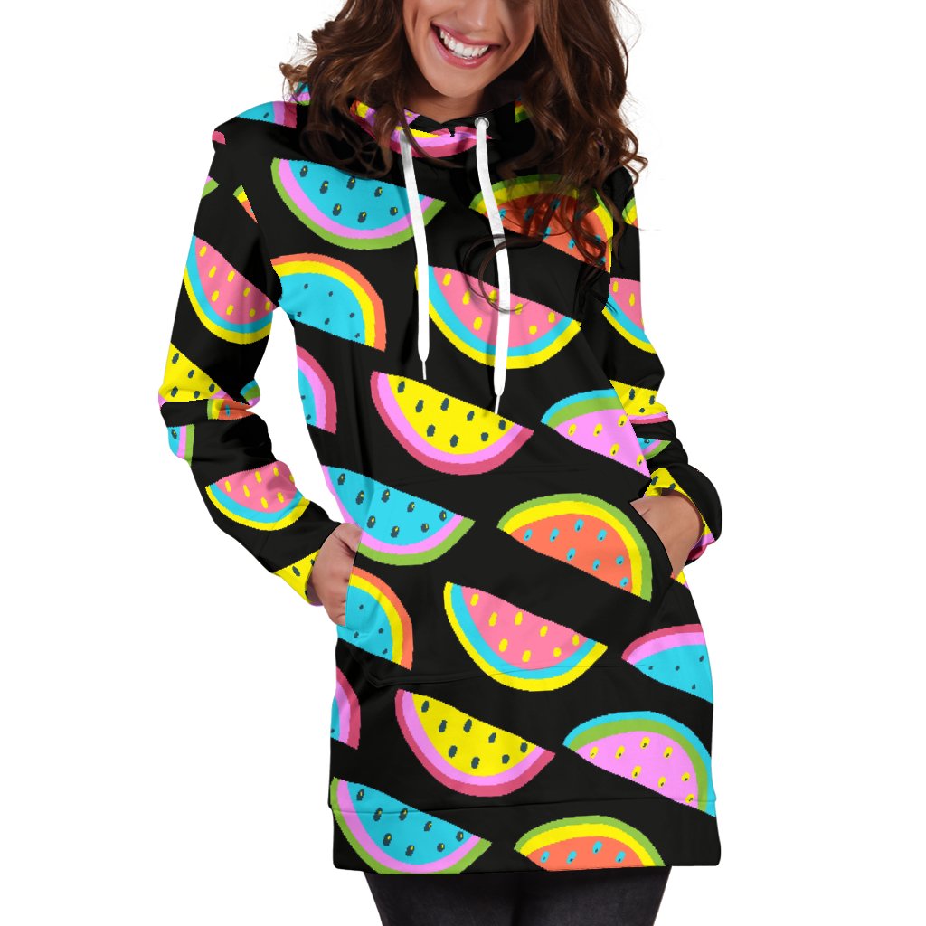 Watermelon Pattern Print Design WM08 Women Hoodie Dress