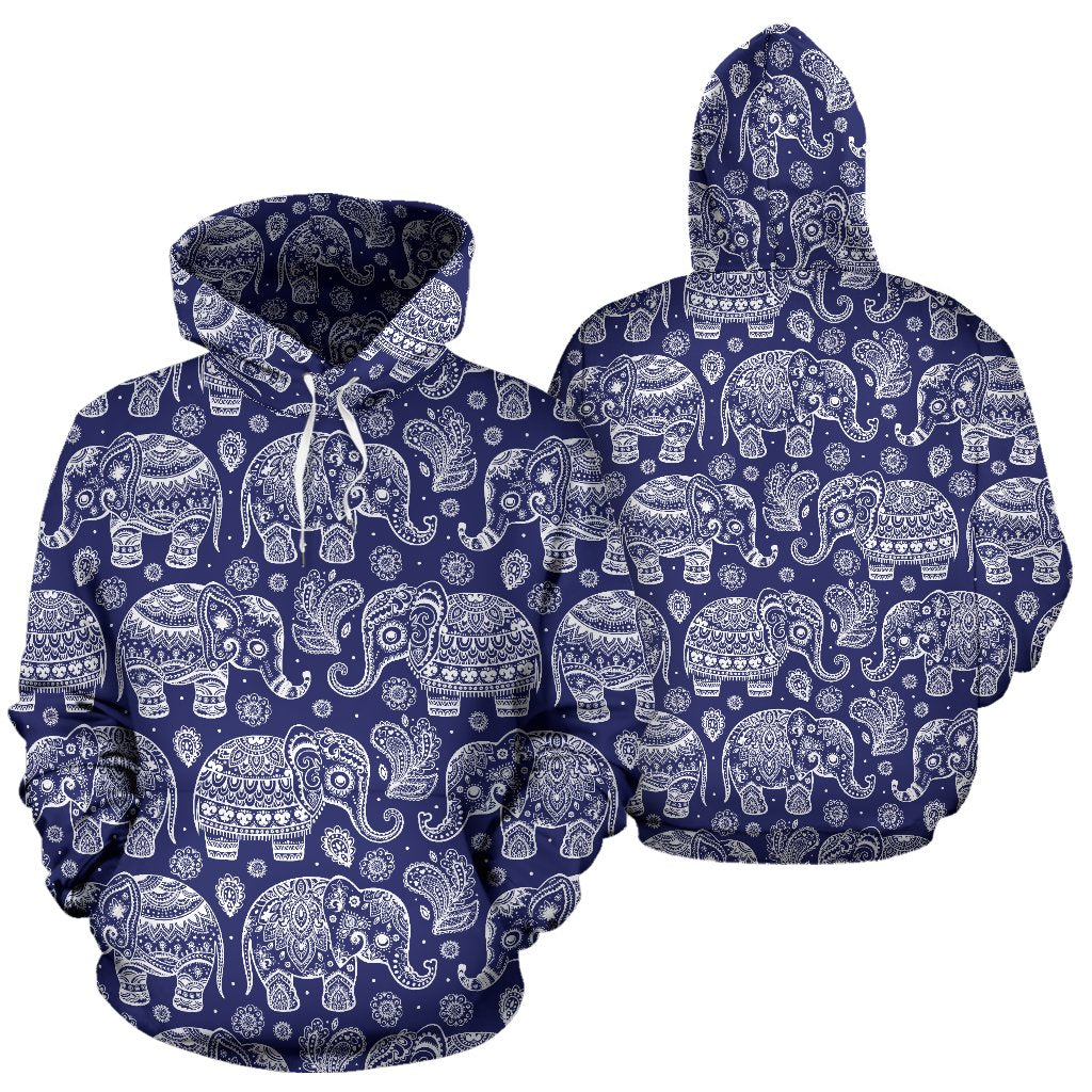 White Elephant Mandala All Over Print Hoodie