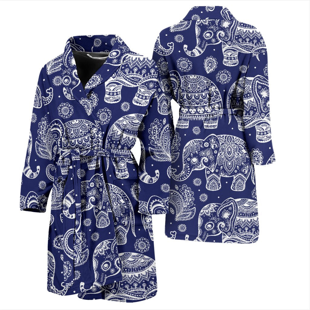 White Elephant Mandala Men Bath Robe