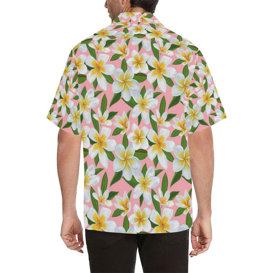 White Plumeria Pattern Print Design PM011 Men Hawaiian Shirt-JorJune
