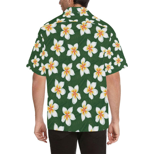 White Plumeria Pattern Print Design PM020 Men Hawaiian Shirt-JorJune