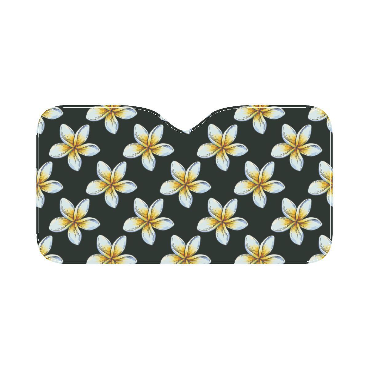 White Plumeria Pattern Print Design PM022 Car Sun Shade-JorJune