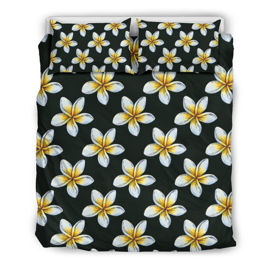White Plumeria Pattern Print Design PM022 Duvet Cover Bedding Set-JORJUNE.COM