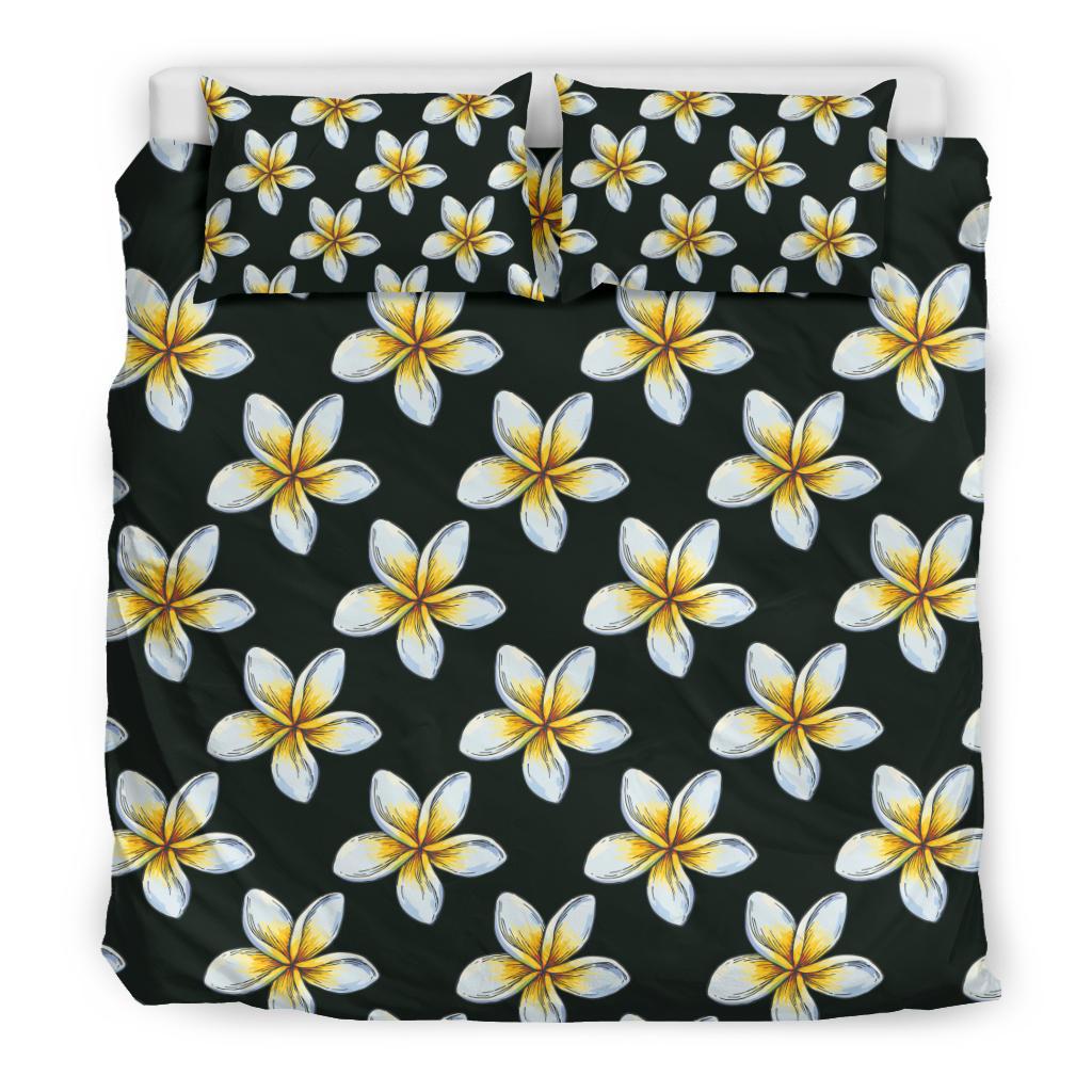 White Plumeria Pattern Print Design PM022 Duvet Cover Bedding Set-JORJUNE.COM