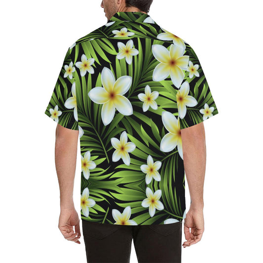 White Plumeria Pattern Print Design PM06 Men Hawaiian Shirt-JorJune