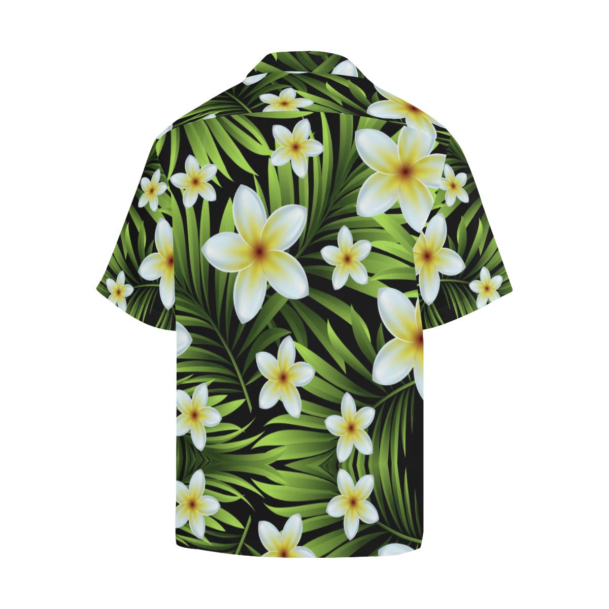 White Plumeria Pattern Print Design PM06 Men Hawaiian Shirt-JorJune