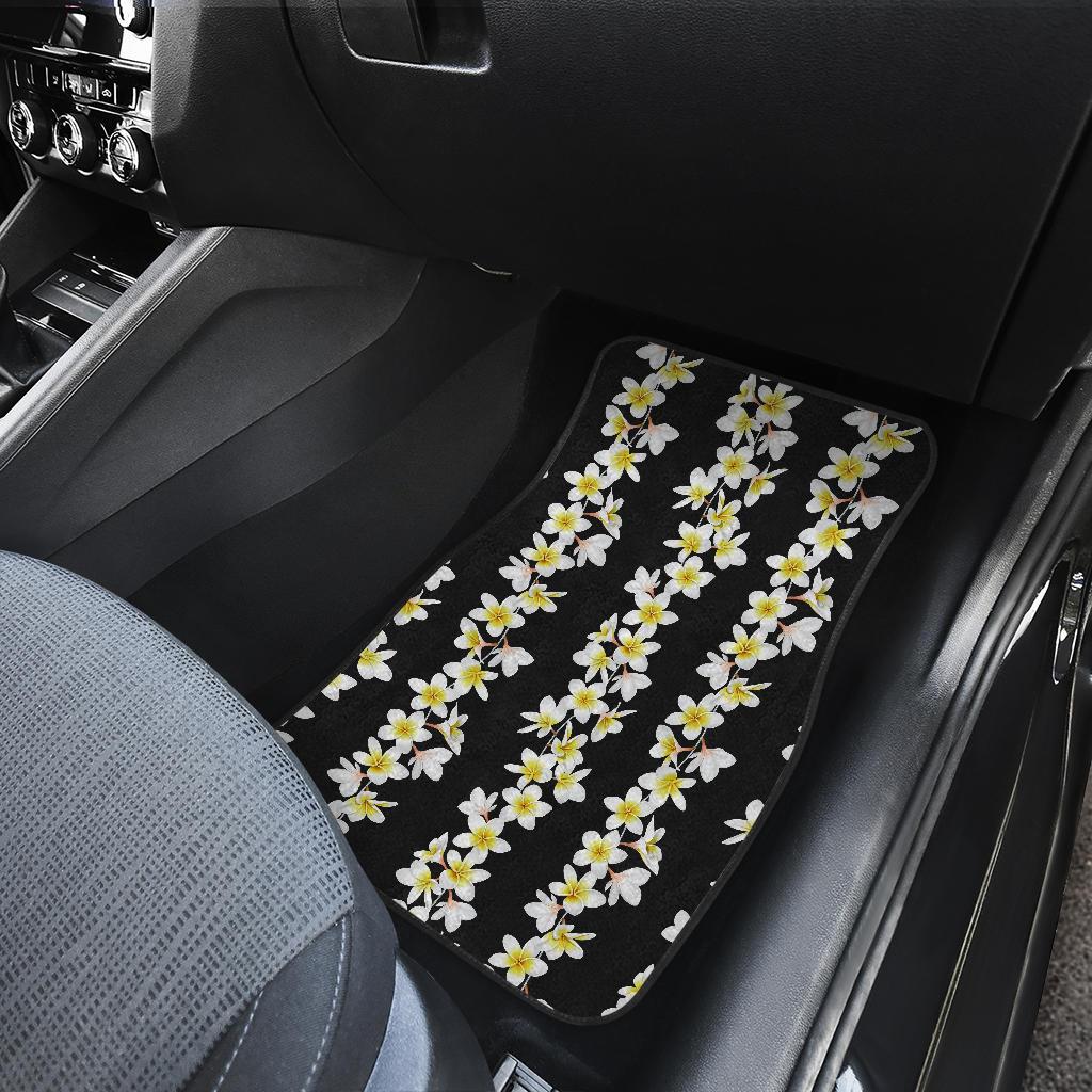 White Plumeria Pattern Print Design PM08 Car Floor Mats-JORJUNE.COM