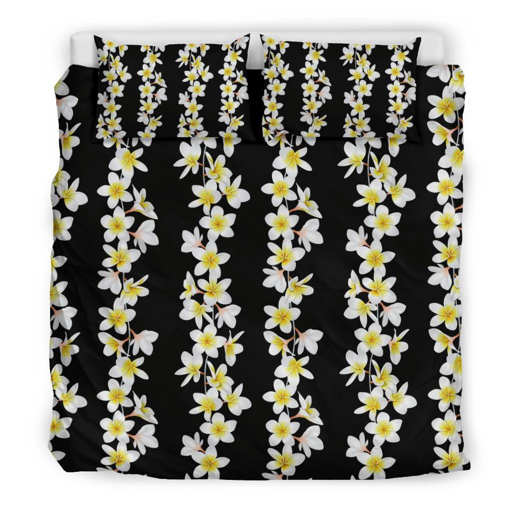 White Plumeria Pattern Print Design PM08 Duvet Cover Bedding Set-JORJUNE.COM