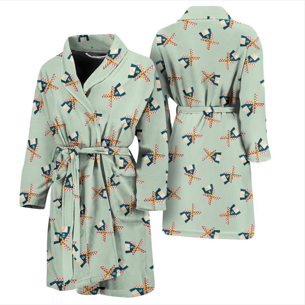 Windmill Pattern Print Design 02 Men Bathrobe-JORJUNE.COM