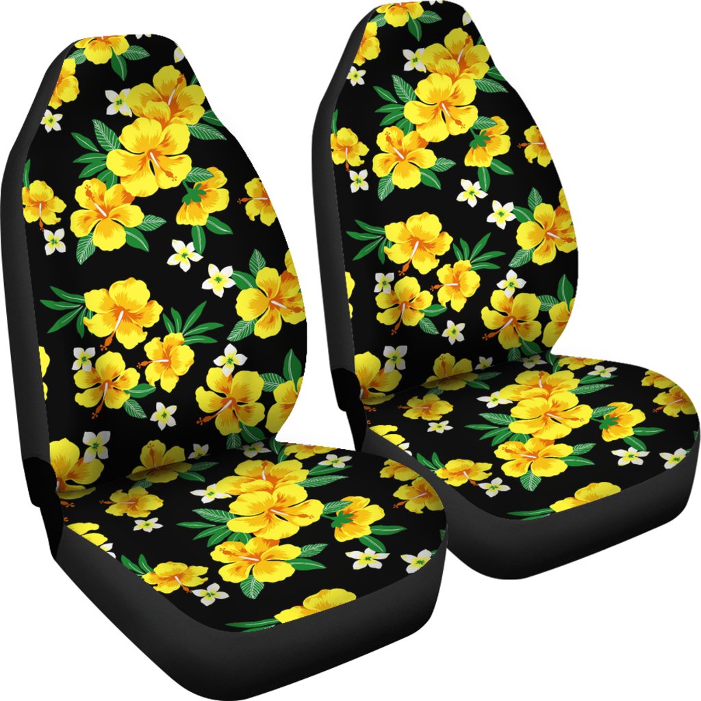 Yellow Hibiscus Pattern Print Design HB08 Universal Fit Car Seat Covers-JorJune