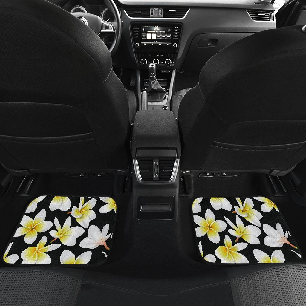 Yellow Plumeria Hawaiian Flowers Front and Back Car Floor Mats