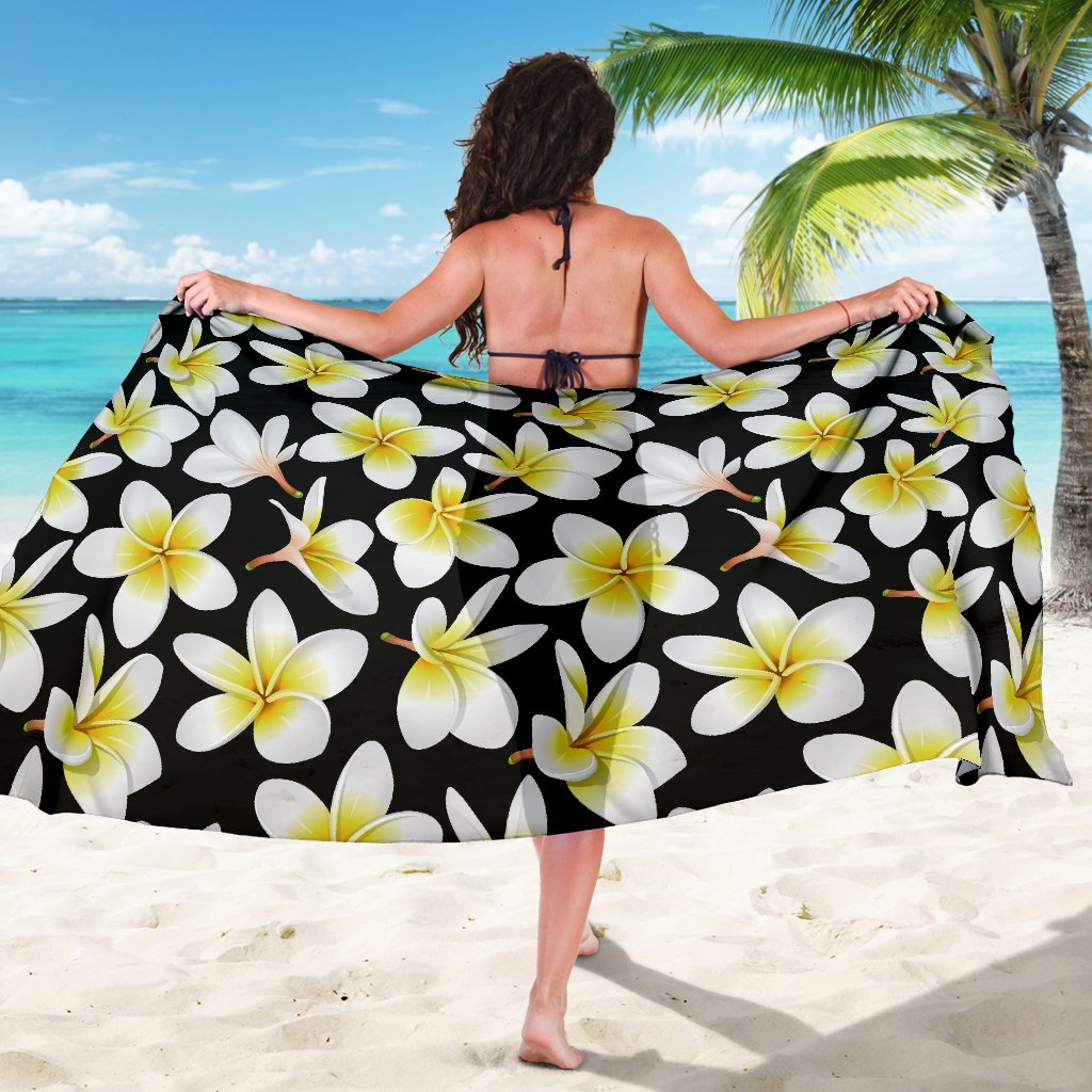 Yellow Plumeria Hawaiian Flowers Sarong Pareo Wrap