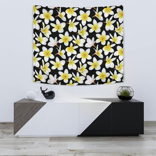 Yellow Plumeria Hawaiian Flowers Tapestry