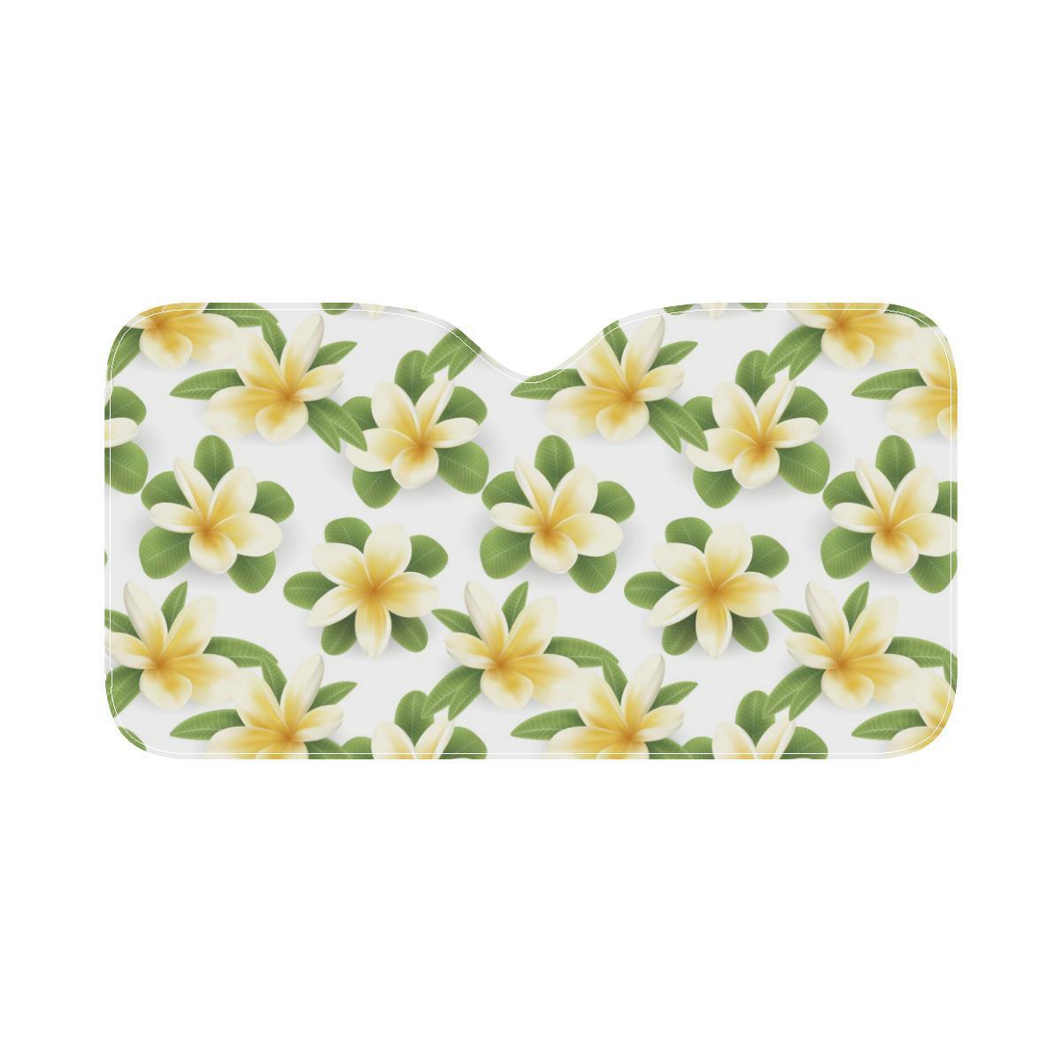 Yellow Plumeria Pattern Print Design PM012 Car Sun Shade-JorJune