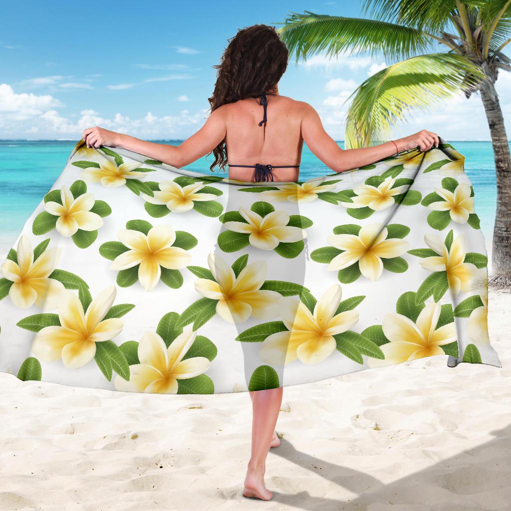Yellow Plumeria Pattern Print Design PM012 Sarong Pareo Wrap-JORJUNE.COM