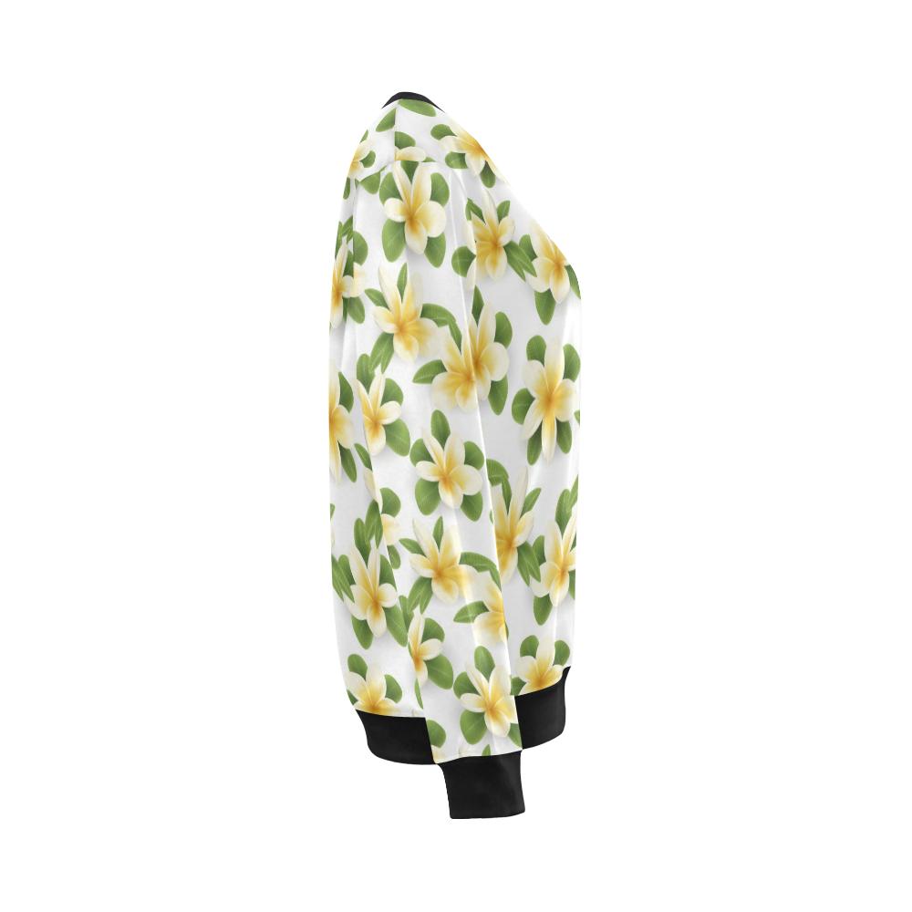 Yellow Plumeria Pattern Print Design PM012 Women Long Sleeve Sweatshirt-JorJune