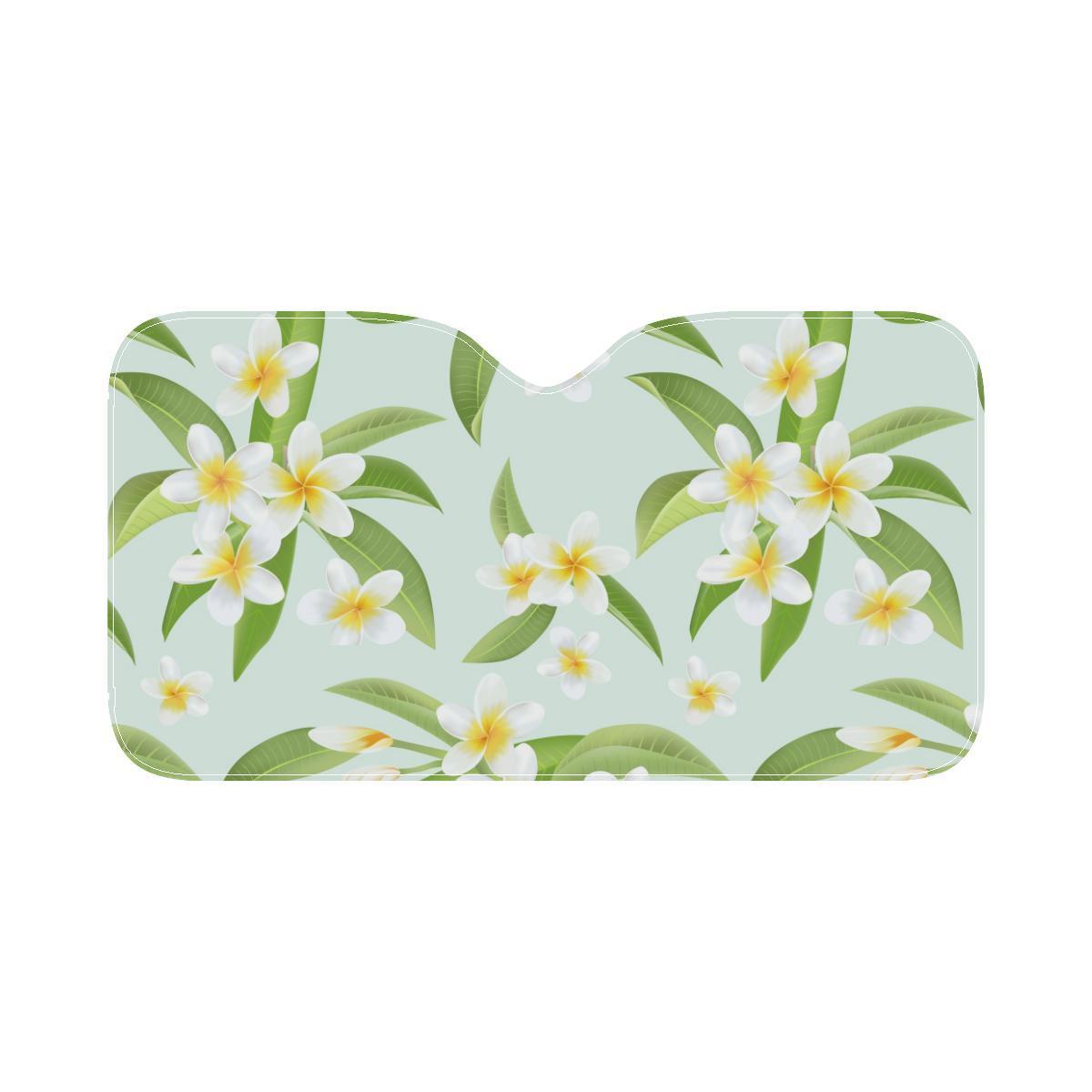 Yellow Plumeria Pattern Print Design PM024 Car Sun Shade-JorJune