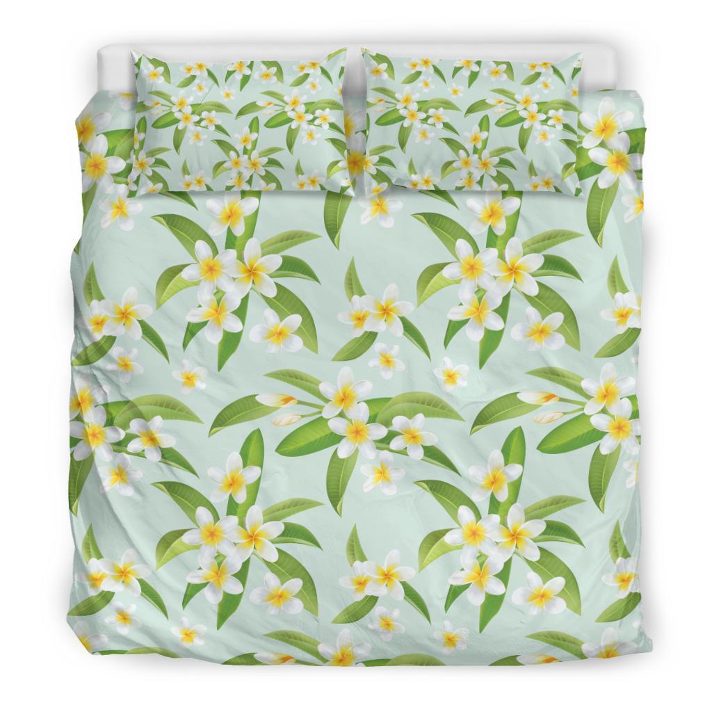 Yellow Plumeria Pattern Print Design PM024 Duvet Cover Bedding Set-JORJUNE.COM