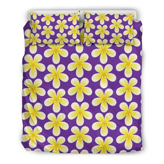 Yellow Plumeria Pattern Print Design PM05 Duvet Cover Bedding Set-JORJUNE.COM