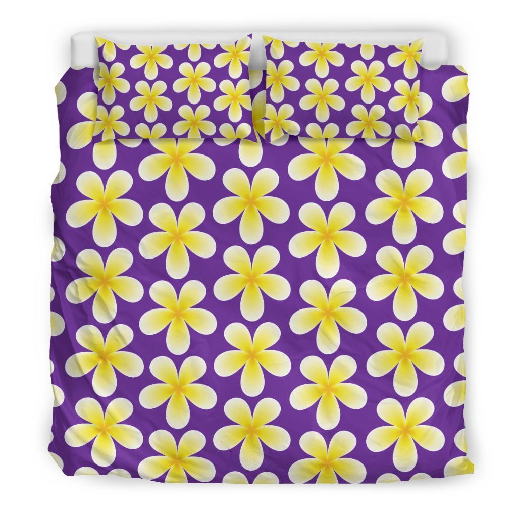 Yellow Plumeria Pattern Print Design PM05 Duvet Cover Bedding Set-JORJUNE.COM