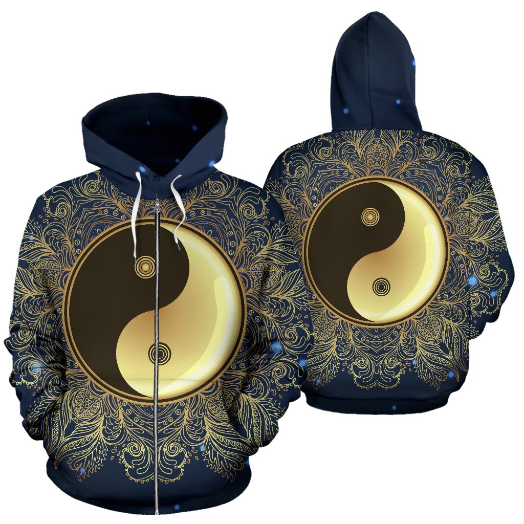 Yin Yang Mandala All Over Zip Up Hoodie