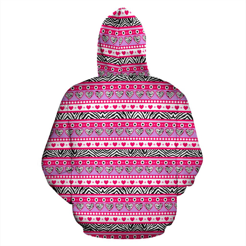 zebra Heart Pink Pattern All Over Print Hoodie