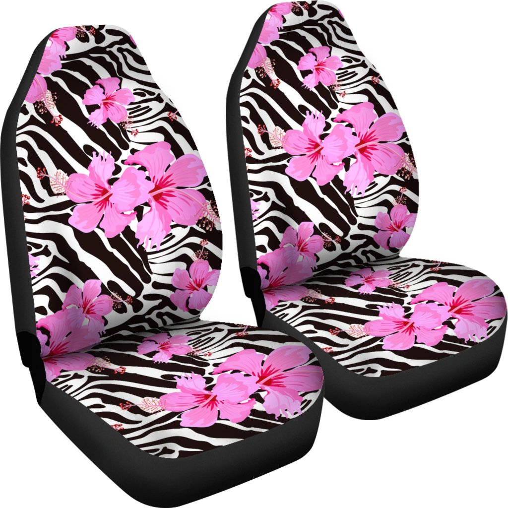 Zebra Pink Hibiscus Universal Fit Car Seat Covers