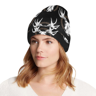 Moose Pattern Print Design 02 Unisex Beanie