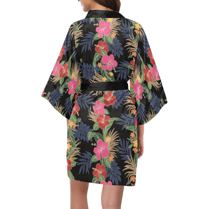 Hawaiian Themed Pattern Print Design H011 Women's Short Kimono
