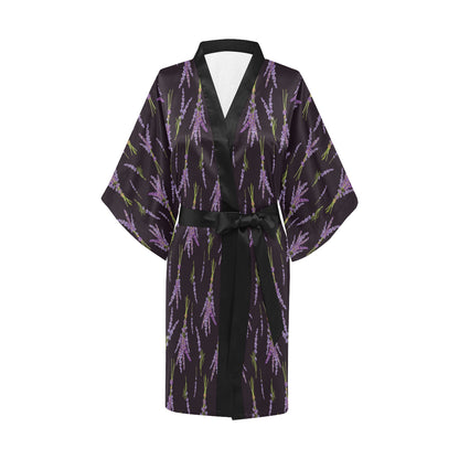 Lavender Pattern Print Design LV05 Women's Short Kimono