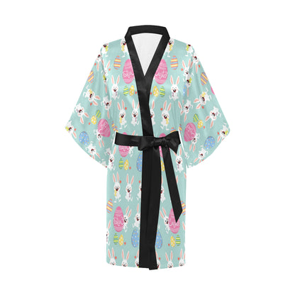 Easter Eggs Pattern Print Design RB014 Women's Short Kimono