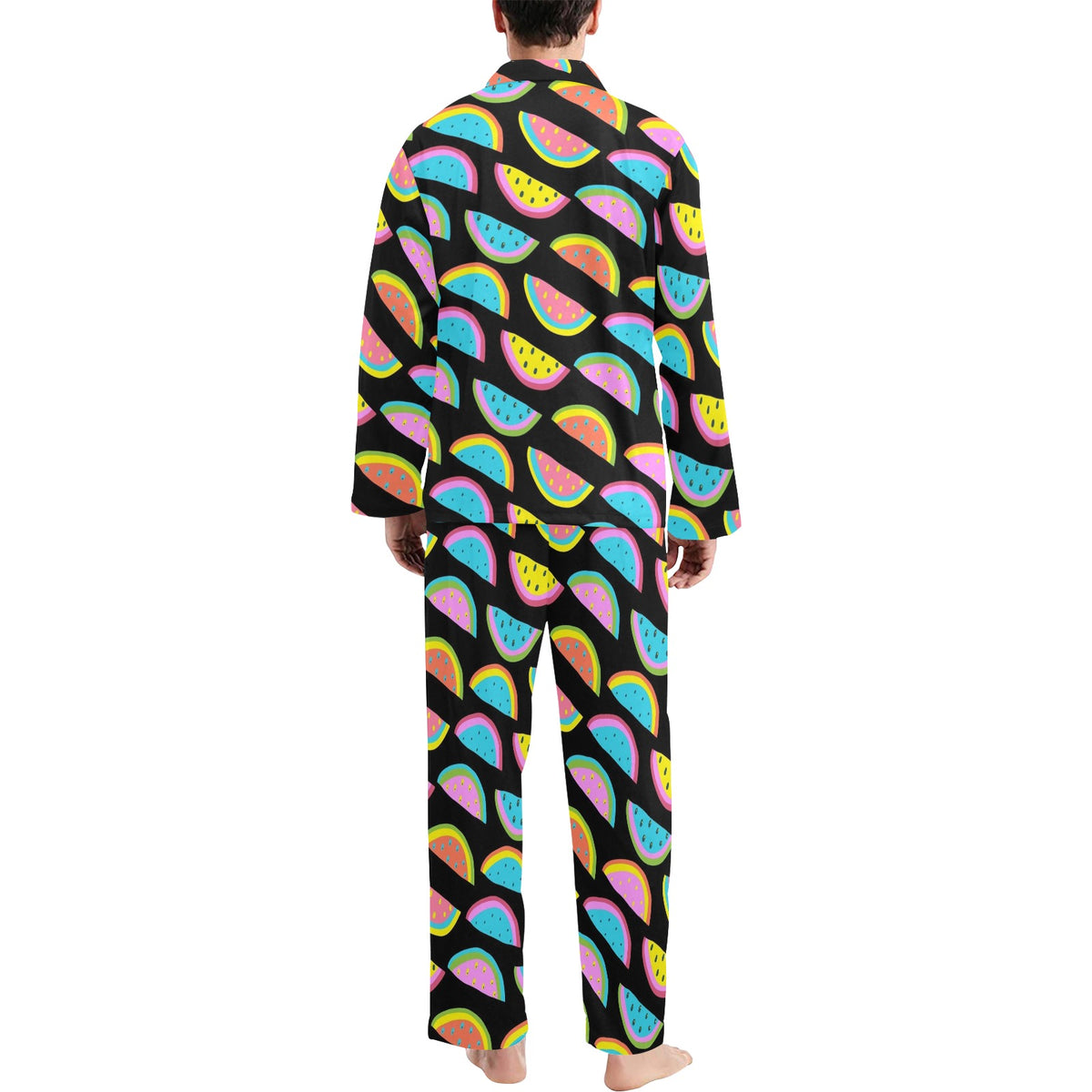 Watermelon Pattern Print Design WM08 Men's Long Sleeve Pajama Set