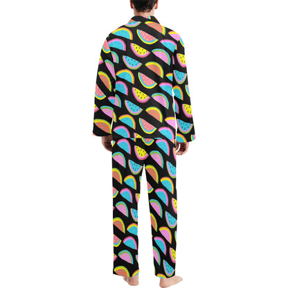 Watermelon Pattern Print Design WM08 Men's Long Sleeve Pajama Set