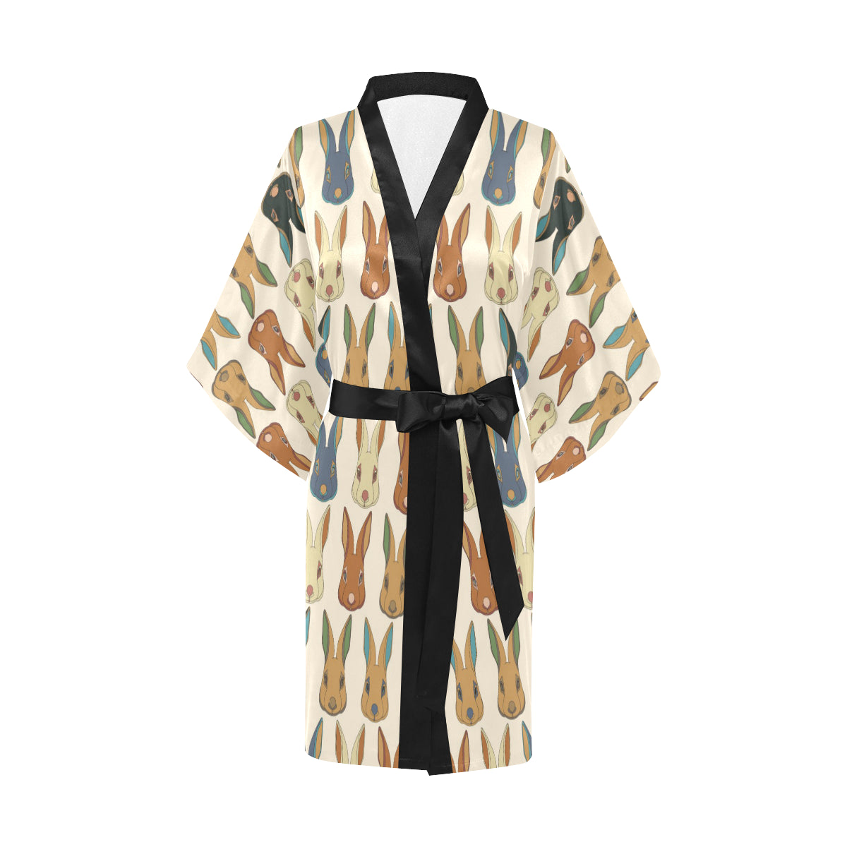 Rabbit Pattern Print Design RB04 Women's Short Kimono