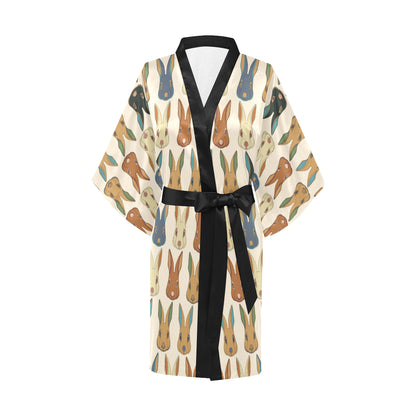 Rabbit Pattern Print Design RB04 Women's Short Kimono