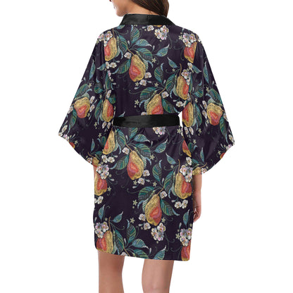 Pear Pattern Print Design PE02 Women's Short Kimono