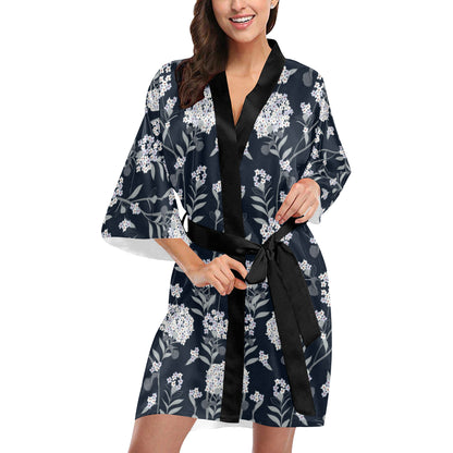Hydrangea Pattern Print Design HD07 Women's Short Kimono