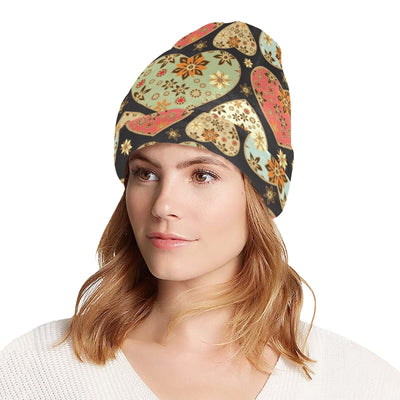 Heart Boho Pattern Print Design HE04 Unisex Beanie