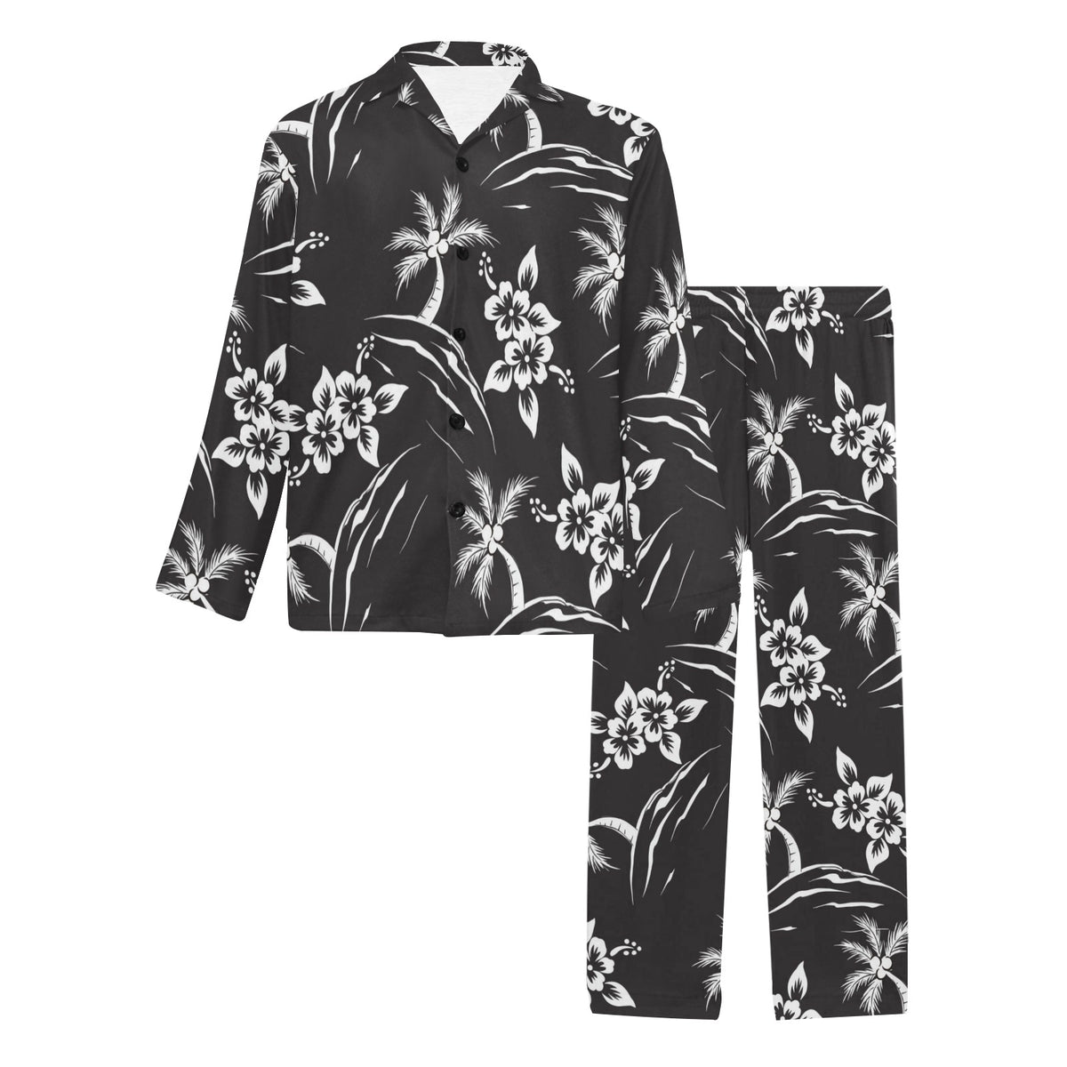 Palm Tree Pattern Print Design PT02 Men's Long Sleeve Pajama Set