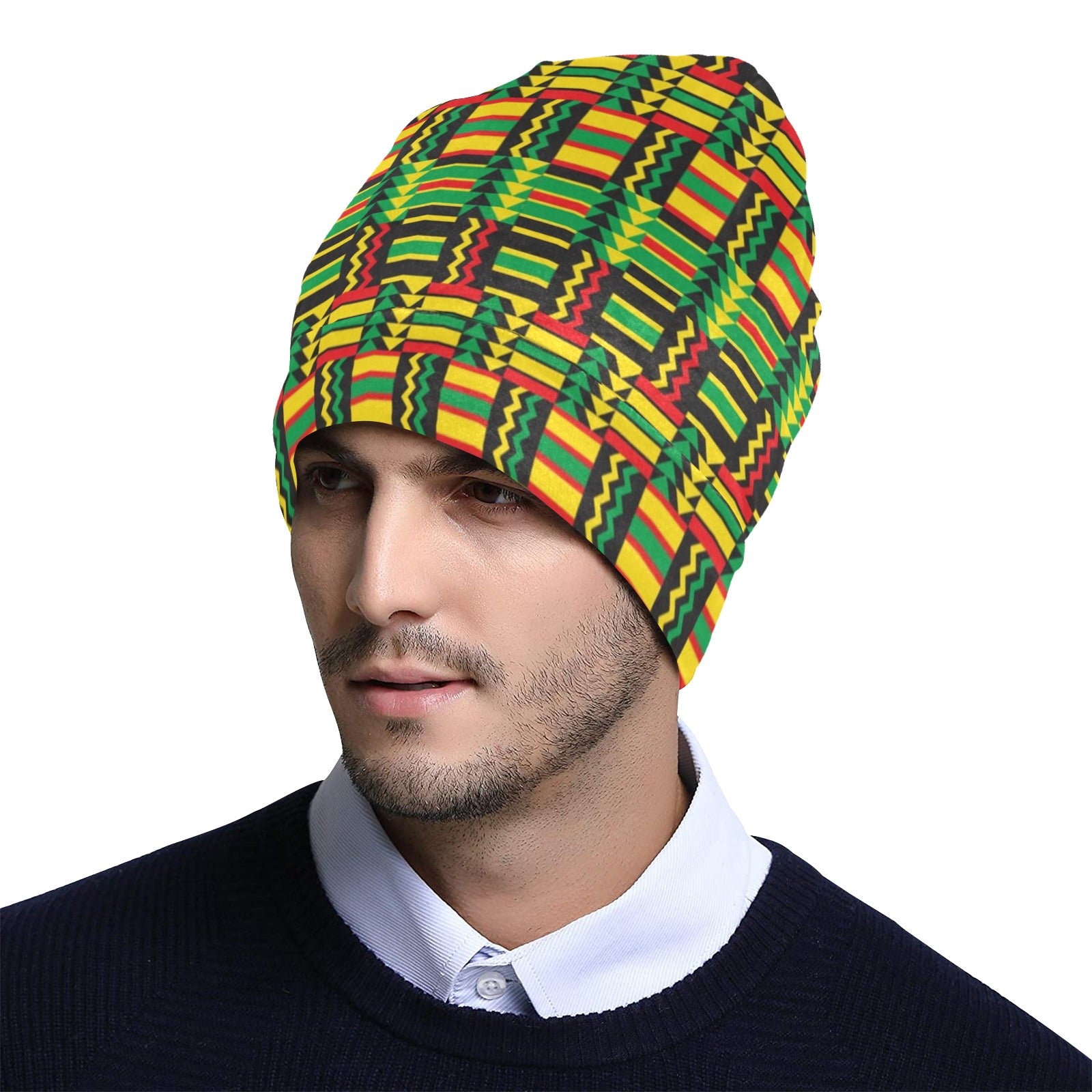 African Zip Zag Print Pattern Unisex Beanie