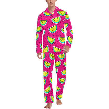 Watermelon Pattern Print Design WM04 Men's Long Sleeve Pajama Set