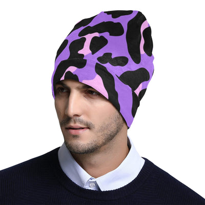 Cheetah Purple Neon Print Pattern Unisex Beanie