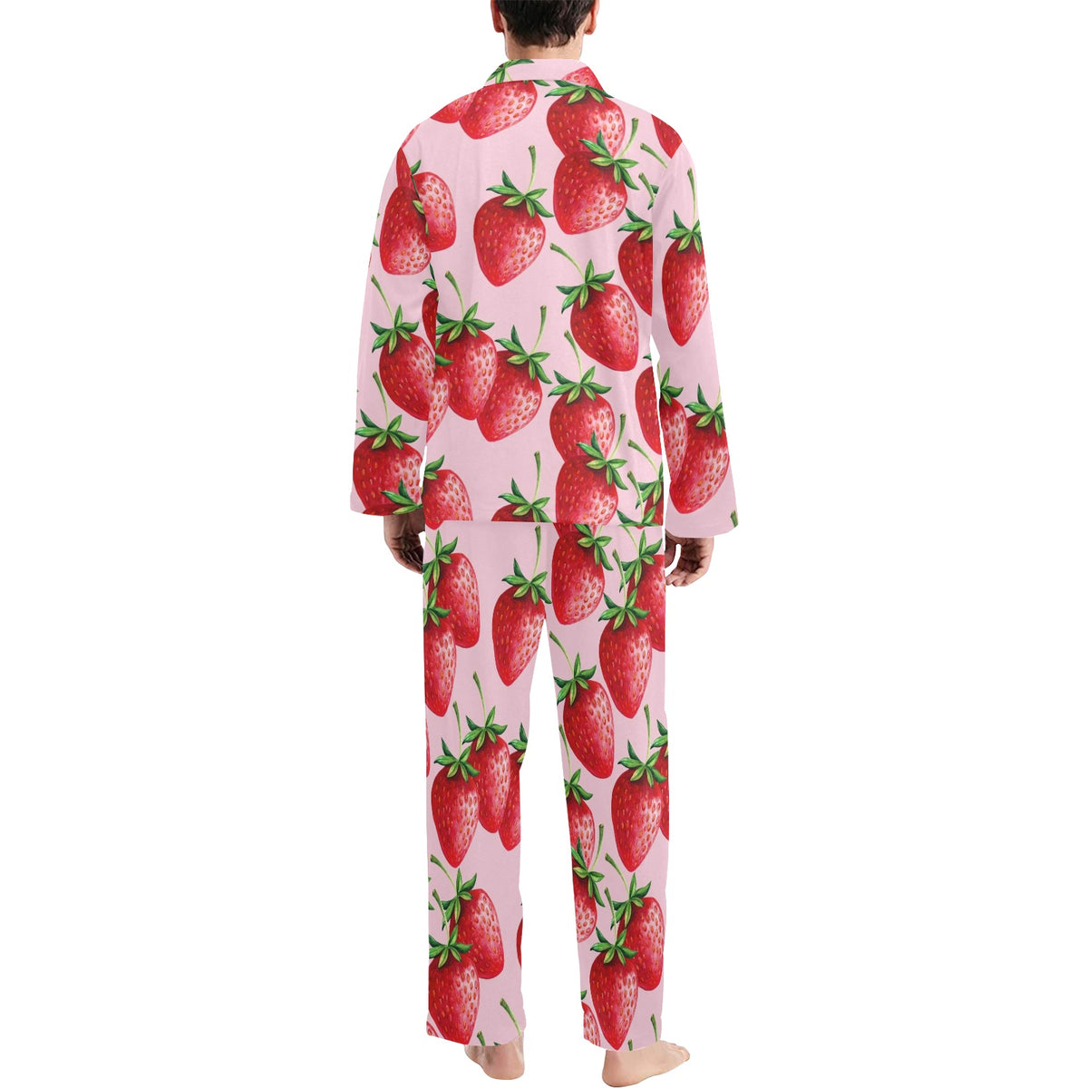 Strawberry Pattern Print Design SB03 Men's Long Sleeve Pajama Set